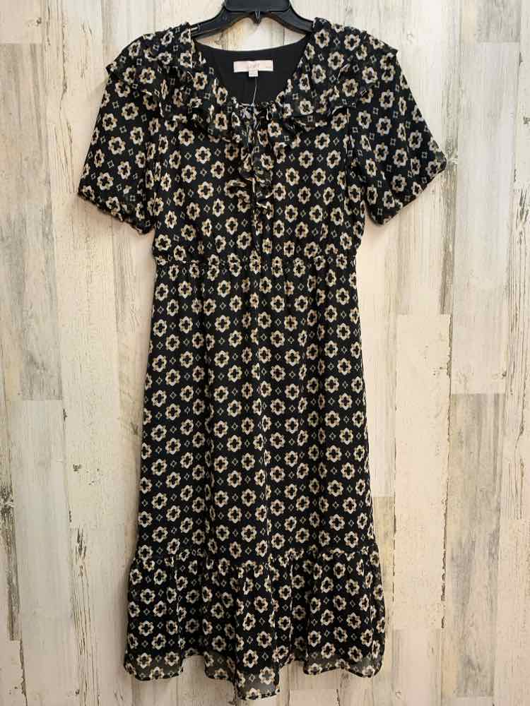 NWT LOFT Dresses and Skirts Size MP BLK/WHT/TAN SQUARE PATTERNS Dress