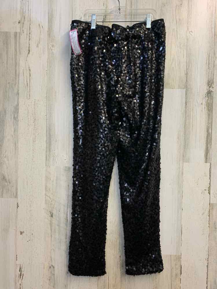 NWT Size 2P LOFT BOTTOMS Black Sequined Solid PANTS Pants/BLACK SEQUINED PANTS.