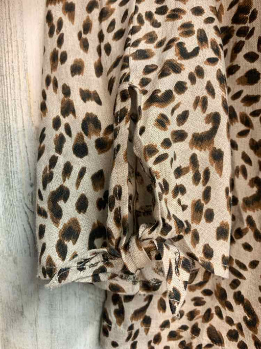 NWT CHARTER CLUB Tops Size XS TAN/BRN CHEETAH PRINT LONG SLEEVES TOP/TIE STRINGS