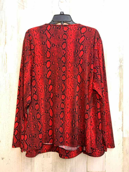 NWT MICHAEL KORS PLUS SIZES Size 3X RED/BLK SNAKESKIN LONG SLEEVES TOP