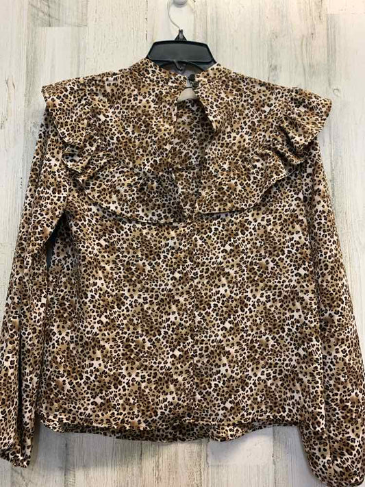 TOPSHOP Tops Size 4 TAN/WHT/BLK LEOPARD LONG SLEEVES TOP