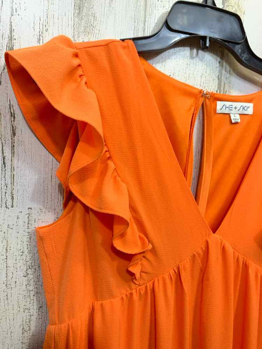 PRE-OWNED SHE + SKY Dresses and Skirts Size L Orange TIER TIERED Dress/ORANGE TI
