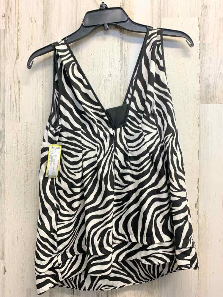 PRE-OWNED BANANA REPUBLIC Tops Size 10 BLK/WHT ZEBRA V-CUT NECKLINE Blouse