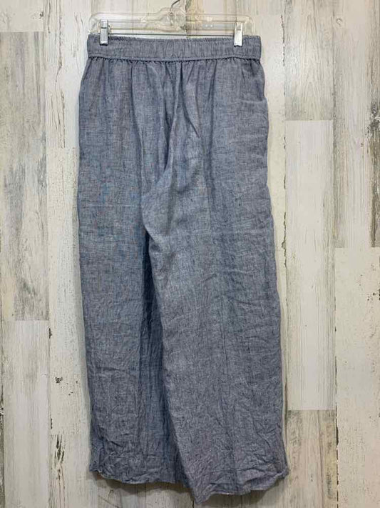 PRE-OWNED Size M SIGRID OLSEN BOTTOMS Blue Linen WIDE LEG Pants/WIDE LEG LINEN P