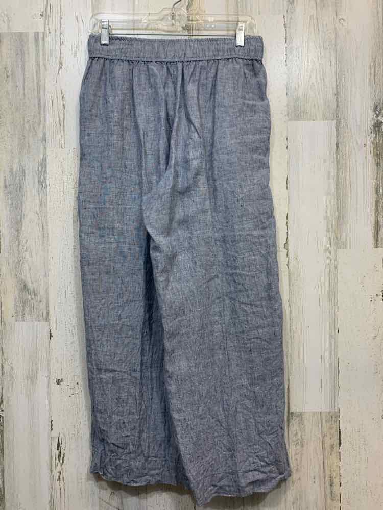 PRE-OWNED Size M SIGRID OLSEN BOTTOMS Blue Linen WIDE LEG Pants/WIDE LEG LINEN P
