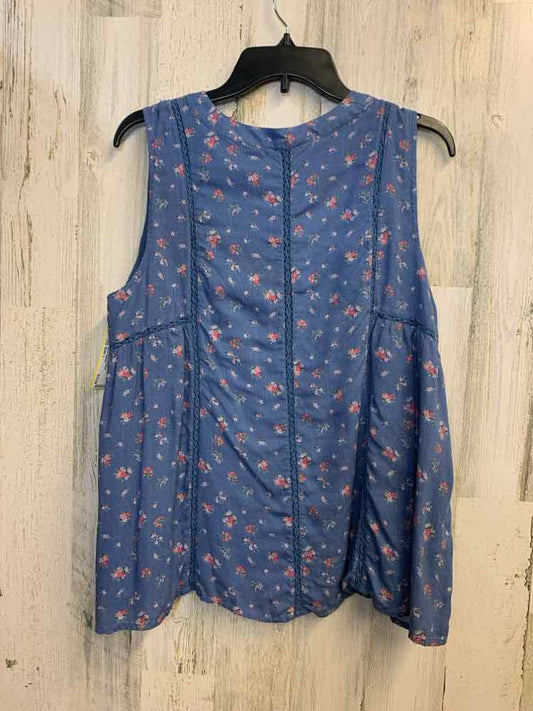 PRE-OWNED LUCKY BRAND Tops Size L Blue Floral SLEEVELESS TOP