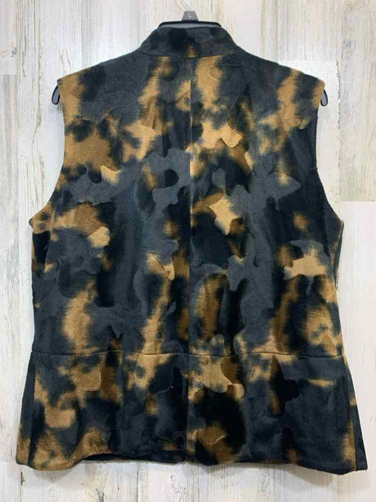 PRE-OWNED HARVE BENARD JACKETS / COATS Size 12 BLK/BRN Velour ZIP UP Vest