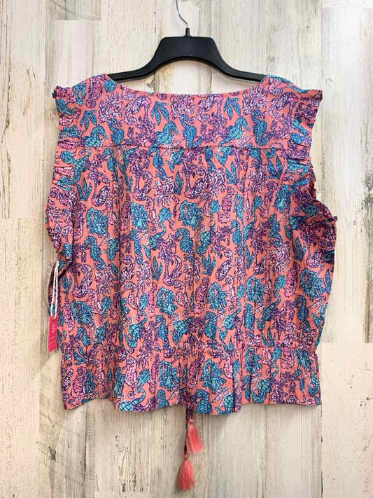 NWT SIMPLY SOUTHERN Tops Size XXL PINK/BLU/AQUA SEAHORSES SLEEVELESS TOP