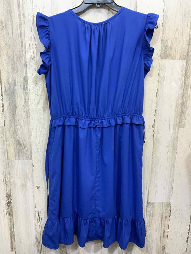 PRE-OWNED PINCH Dresses and Skirts Size L Royal Blue RUFFLES MIDI Dress/ROYAL BL