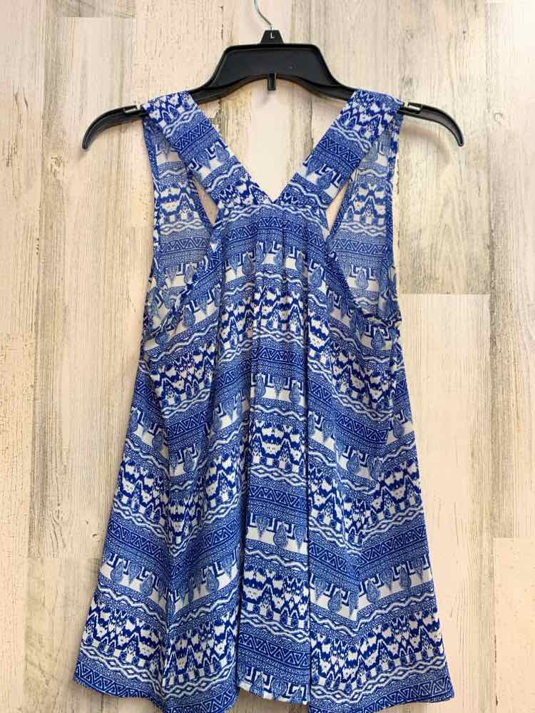 PRE-OWNED PINK REPUBLIC Tops Size L WHT/BLUE SLEEVELESS TOP