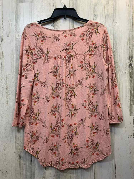 PRE-OWNED ST JOHN Tops Size M PINK/RED/GREEN Floral LONG SLEEVES TOP/LONG SLEEVE