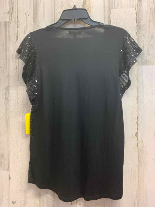 NWT MAURICES Tops Size S Black Sequined SHORT SLEEVES Blouse/BLACK SHORT SLEEVE