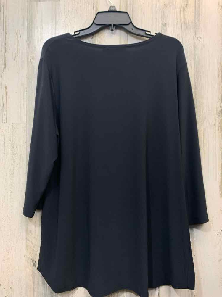 SYMPLI Tops Size 16 CHARCL/GRAY ELASTIC 3/4 LENGTH ROUND NECK