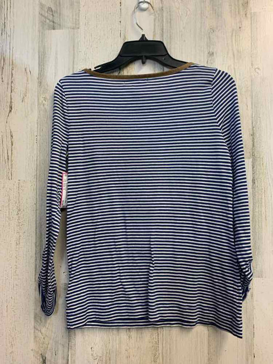 PRE-OWNED Ralph Lauren Tops Size S BLUE/WHITE/TAN Stripe LONG SLEEVES TOP/BLUE/W