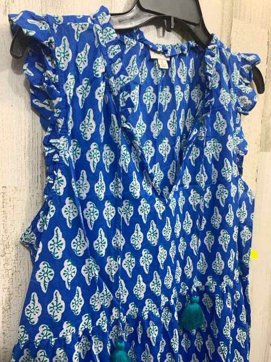 PRE-OWNED J CREW Dresses and Skirts Size L WHT/BLUE Floral FLUTTER Dress