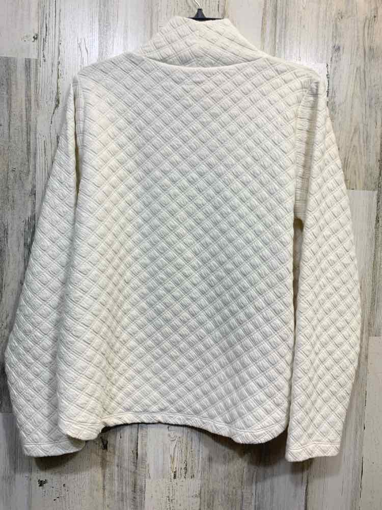 PRE-OWNED J CREW Tops Size L White QUILT HIGH NECK Sweater/WHITE HIGH NECK LONG