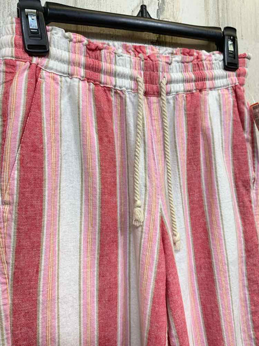 PRE-OWNED Size 2 J CREW BOTTOMS PNK/WHT Stripe Pants