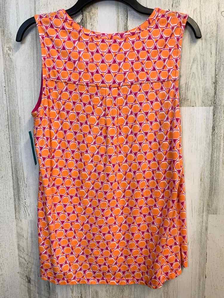 PRE-OWNED KIM ROGERS Tops Size S ORNG/PNK HEXAGON SLEEVELESS TOP