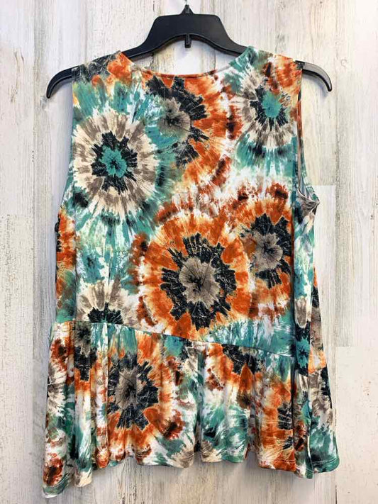 N TOUCH Tops Size L RUST/MOSS GRN/TAN TIE DYE PEPLUM TOP