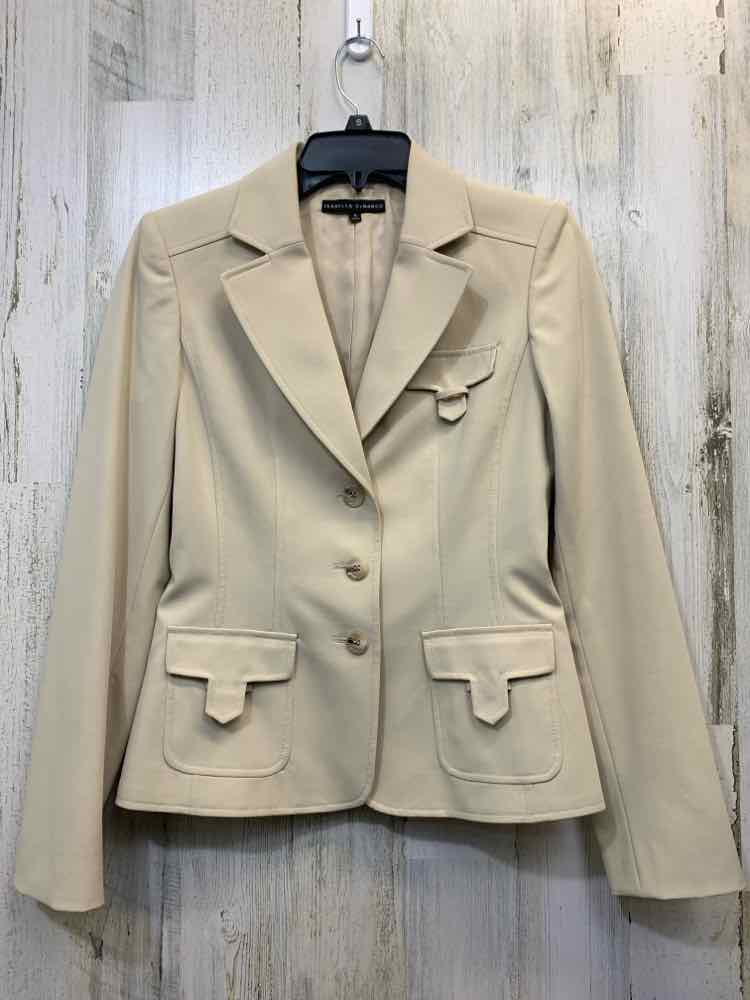 PRE-OWNED ISABELLA DE MARCO Size 2 Cream Solid BLAZER Blazer/CREAM BUTTON U