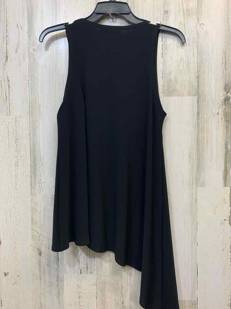 SIMPLIFY Tops Size 6 Black ELASTIC SLEEVELESS ZIPPED FRONT LONG SIDE