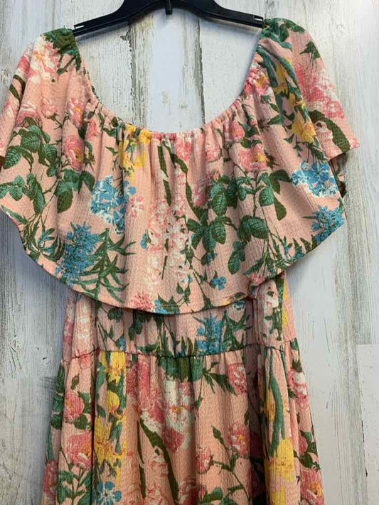 PRE-OWNED CATO Dresses and Skirts Size 18/20 PCH/WHT/YLW/GRN Floral MAXI Dress/M