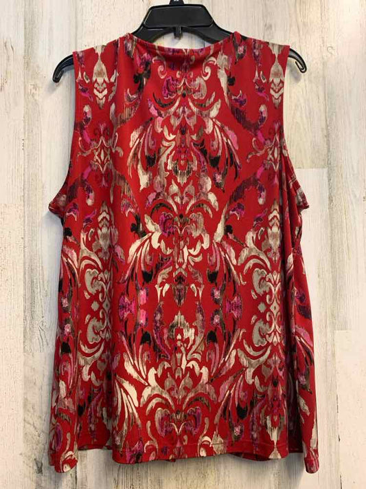 PRE-OWNED DANA BUCHMAN Tops Size XL Red PATTERN SLEEVELESS TOP