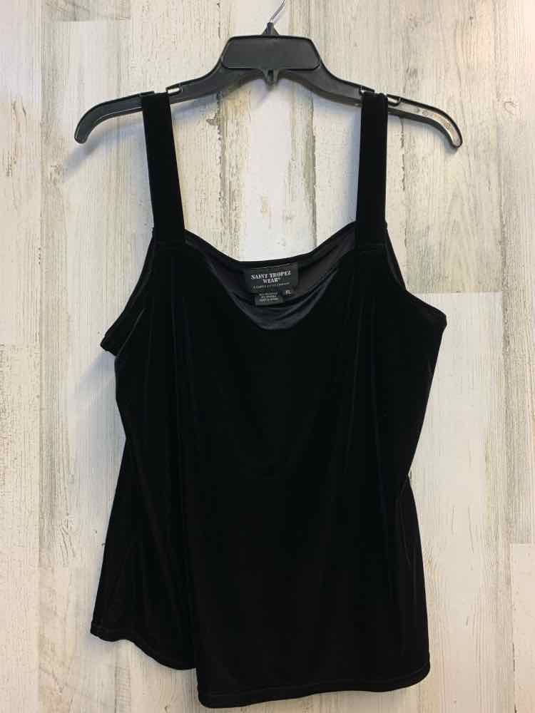 SAINT TROPEZ Tops Size XL Black Velour SLEEVELESS TOP