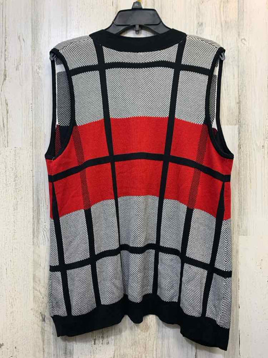 NWT LEO & NICOLE Tops Size PL BLK/WHT/RED Checkered VEST Vest