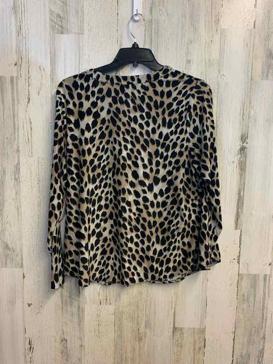 INC PLUS SIZES Size 2X BLK/TAN LEOPARD LONG SLEEVES TOP