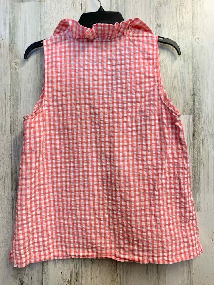 PRE-OWNED CROWN & IVY Tops Size L SALMON Checkered SLEEVELESS TOP