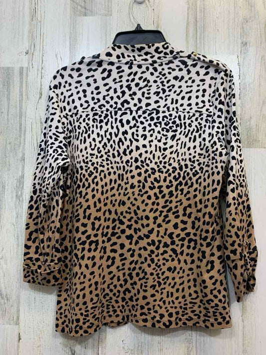 RAFAELLA Tops Size M TAN/BLK/WHT LEOPARD CARDIGAN Cardigan