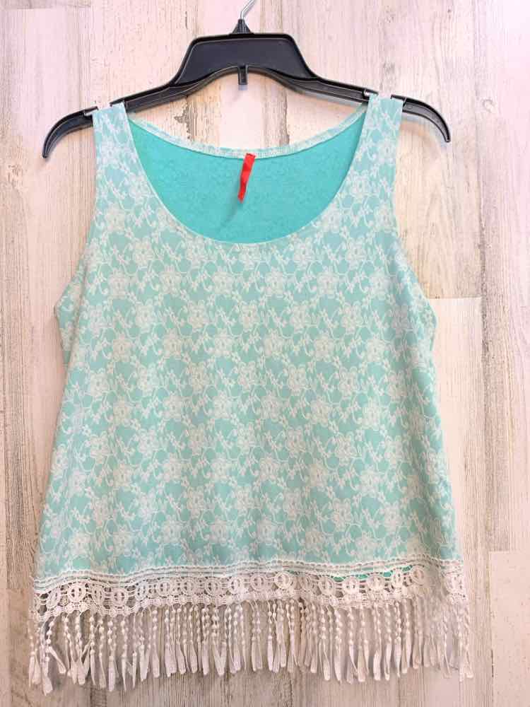PRE-OWNED Tops Size M AQUA Floral SLEEVELESS TOP