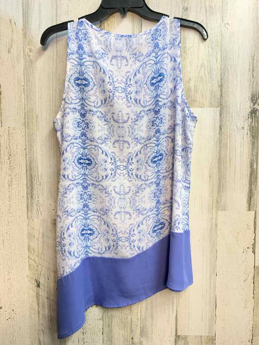 PRE-OWNED ZAC&RACHEL Tops Size L WHT/BLU PATTERN SLEEVELESS TOP