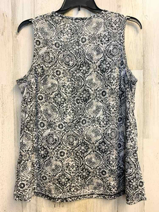 PRE-OWNED CATHERINES PLUS SIZES Size 0X BLACK/WHITE/TAN MULTI-PATTERN TOP/U-SHAP