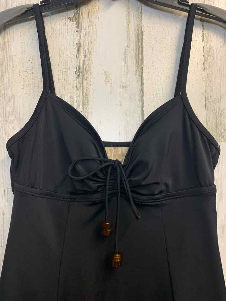 PRE-OWNED I.F. Swimwear Size 8 Black SPAGHETTI STRAP Swimsuit