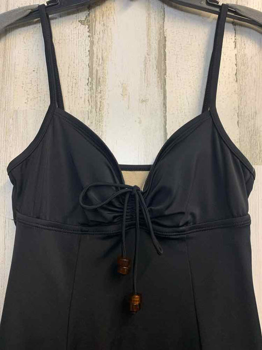 PRE-OWNED I.F. Swimwear Size 8 Black SPAGHETTI STRAP Swimsuit