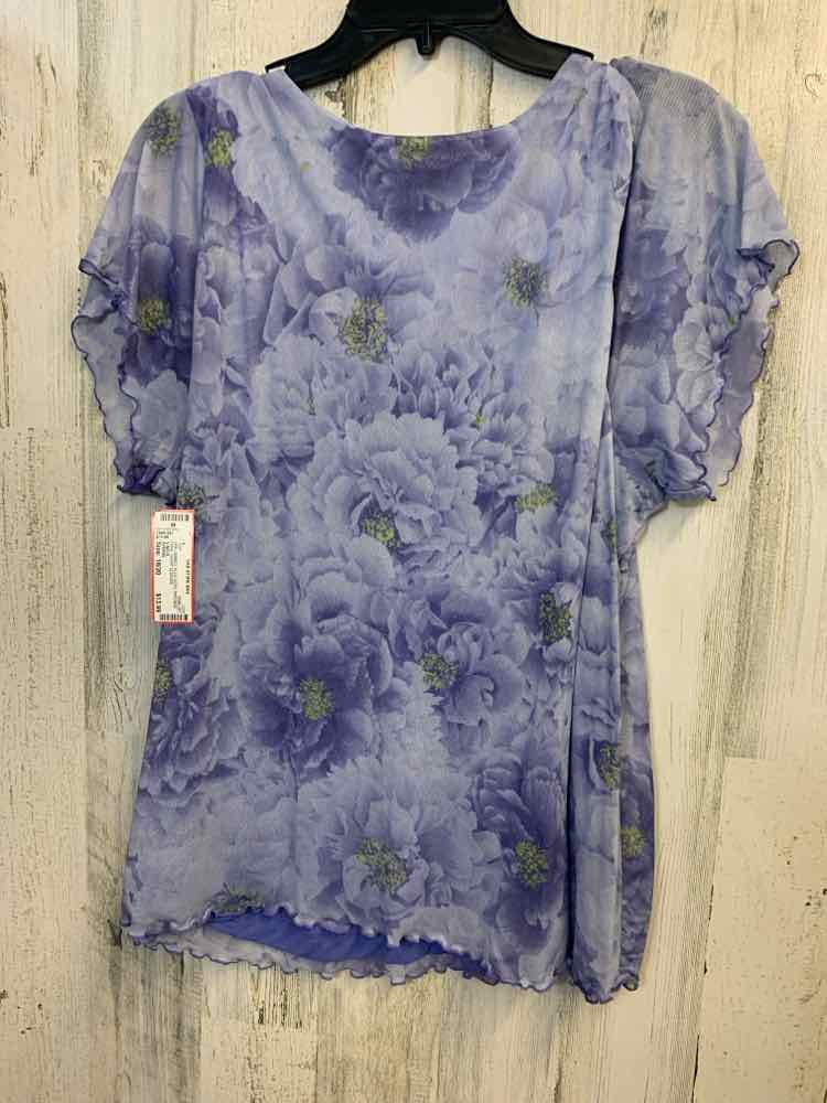 PRE-OWNED AVENUE PLUS SIZES Size 18/20 PRPL/BGE Floral SHORT SLEEVES TOP