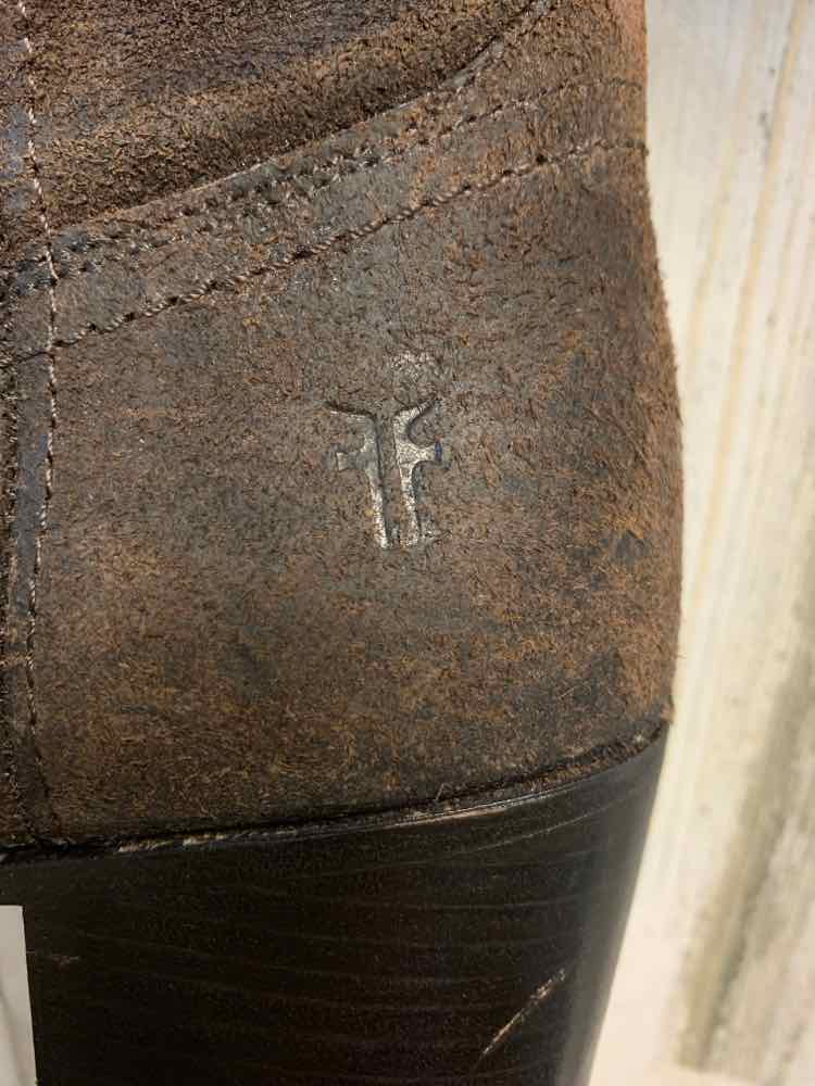 PRE-OWNED FRYE SHOES Shoe Size 7 Brown Leather LEATHER PLAIN Tall Boots