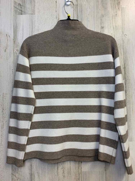NICOLE MILLER Tops Size XS TAUPE/WHITE Stripe TURTLENECK Sweater
