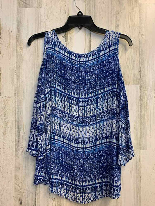 PRE-OWNED NEW DIRECTIONS Tops Size M Blue PATTERNED STRIPE LONG SLEEVES TOP