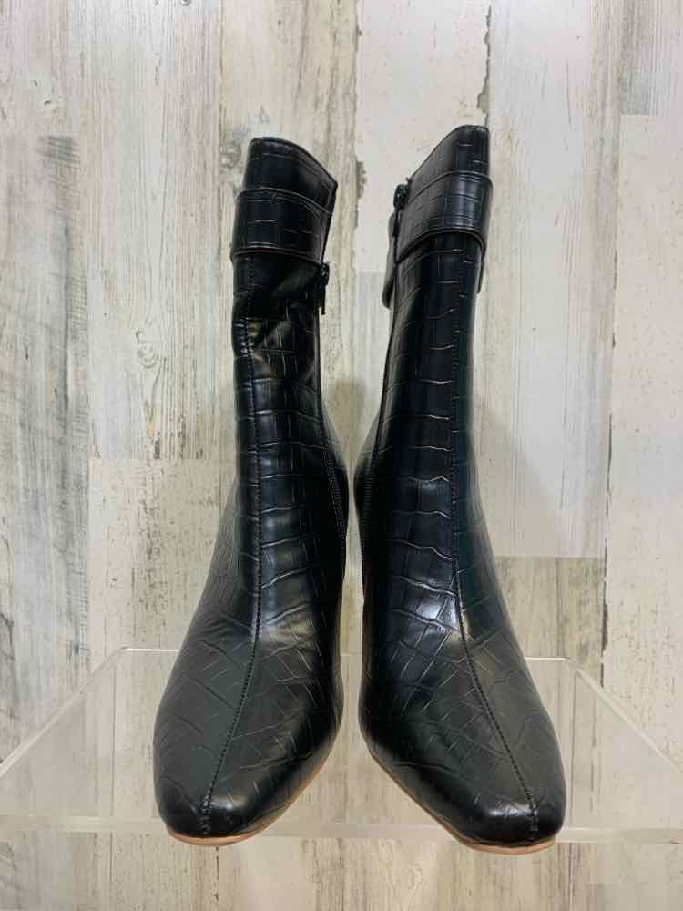 NWT TRU COMFORT FOAM SHOES Shoe Size 7.5 Black ALLIGATOR Boots/CROC TEXTURED VEG