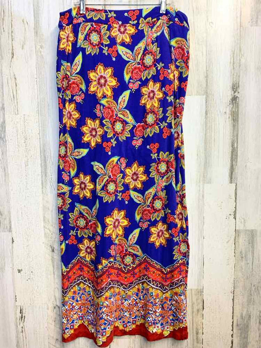PRE-OWNED CATO Dresses and Skirts Size M BLU/YLW/ORNG Floral MAXI Skirt