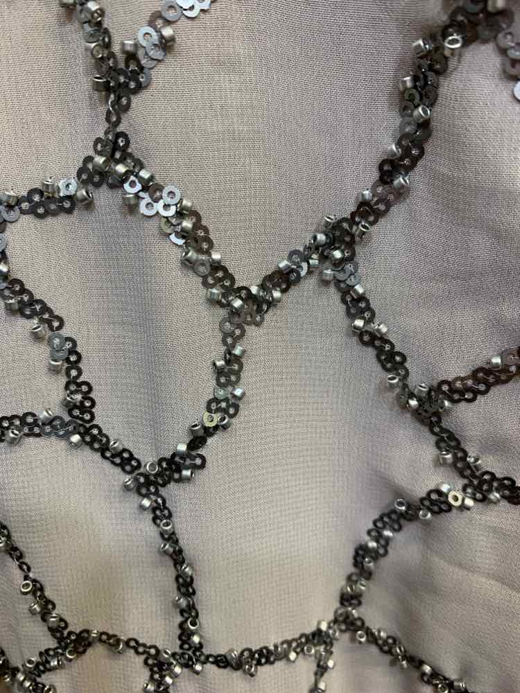 NWT DONNA KARAN Tops Size XL Gray NET SCOOP NECK /SEQUIN DETAIL TANK STYLE