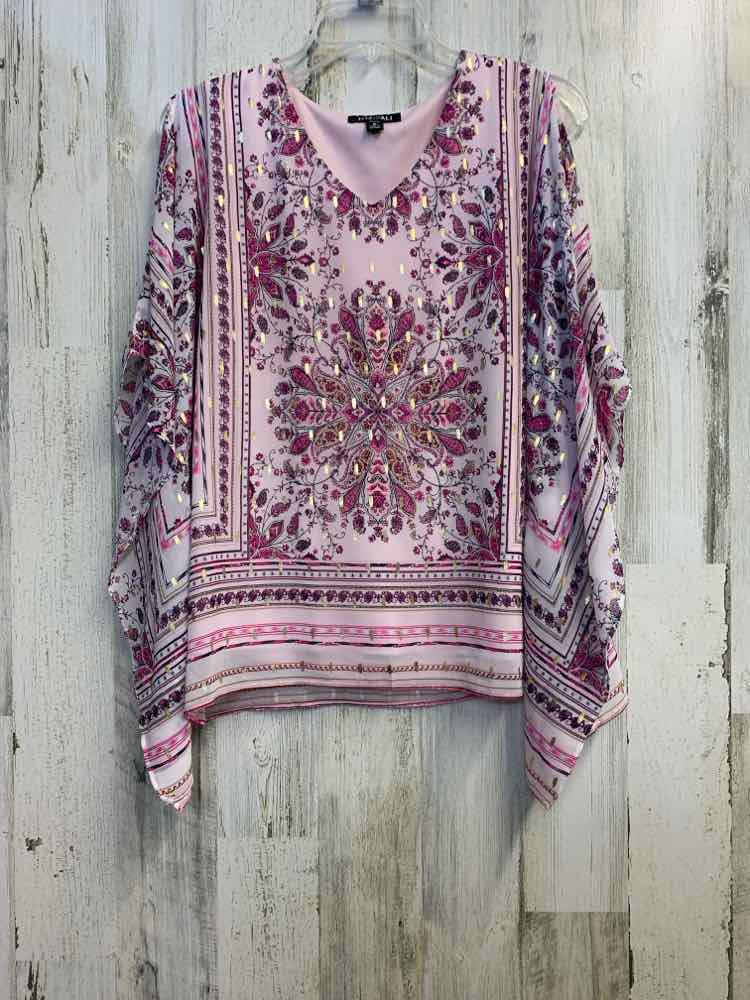 PRE-OWNED ROZ&ALI Tops Size PS PINK/GOLD MEDALION COLD SHOULDERS TOP