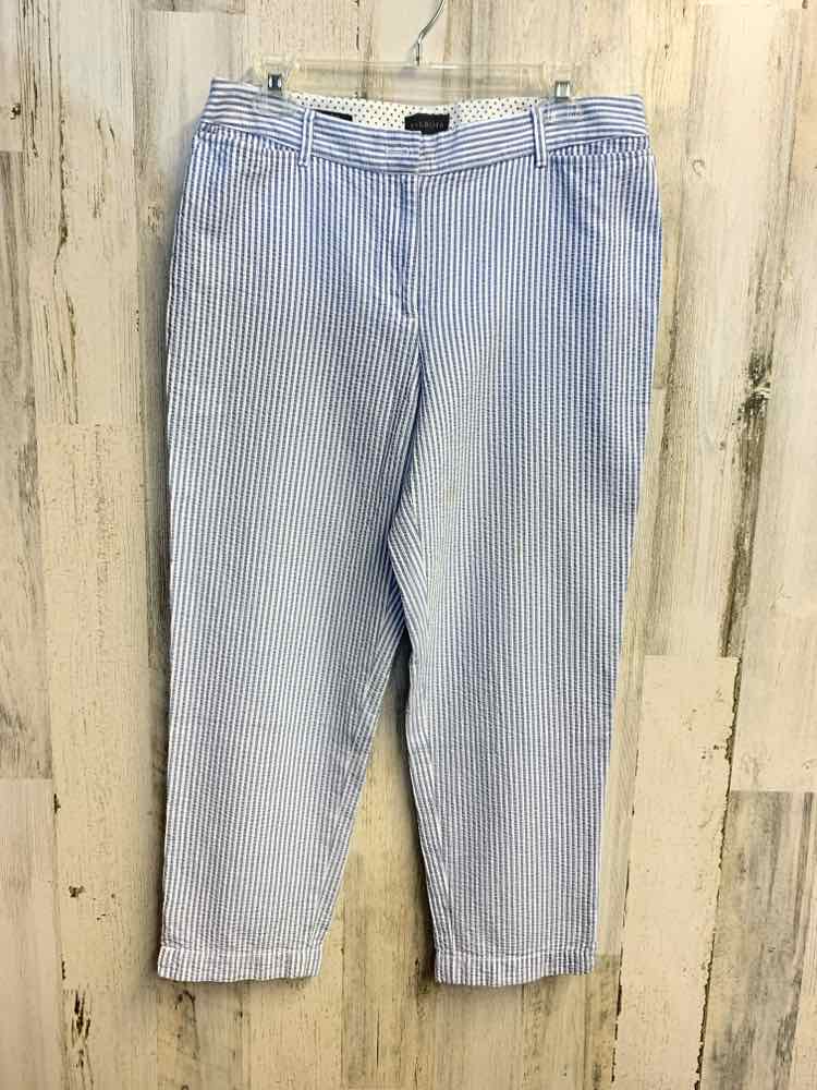 Size 8 TALBOTS BOTTOMS BLU/WHT SEERSUCKER CROP Pants