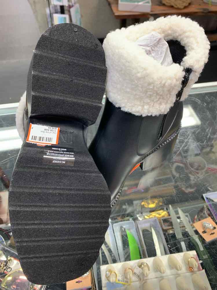 NWT INC SHOES Shoe Size 8 Black Rubber KNEE HIGH RAIN BOOTS W/FAUX FUR TOP