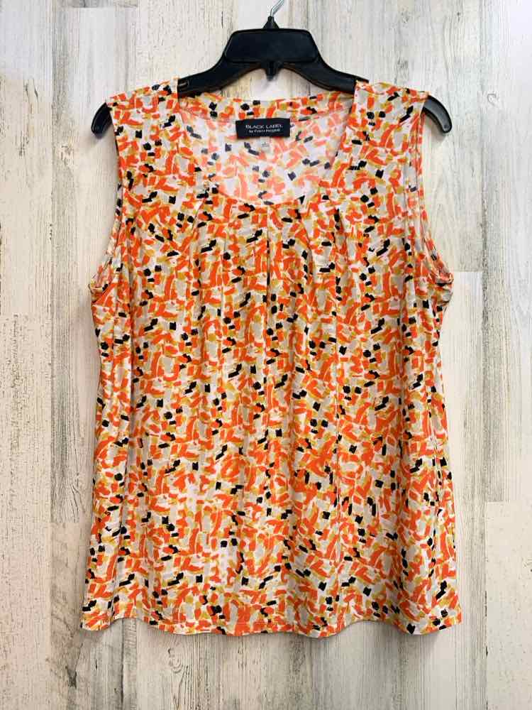 EVAN PICONE Tops Size L ORG/BLK/YEL BLOCKS SLEEVELESS TOP