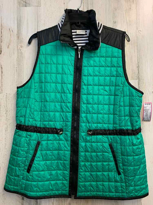 PRE-OWNED ZENERGY JACKETS / COATS Size 2 GRN/BLK SLEEVELESS Vest/QUILTED PUFFER