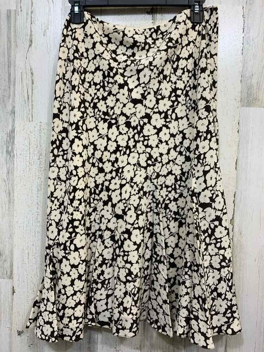 PRE-OWNED LAUREN RALPH LAUREN 8 BOTTOMS CRM/BRN Floral Midi